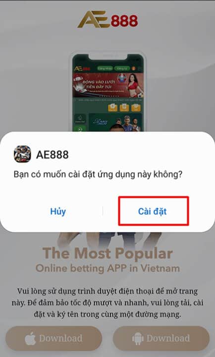 Chọn cài đặt để có thể bắt đầu download và chờ đợi